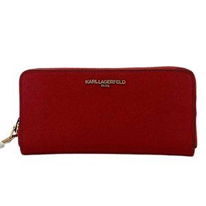 Karl Lagerfeld | Women's Leather Wallet | Red | 8.5" X 4.5"